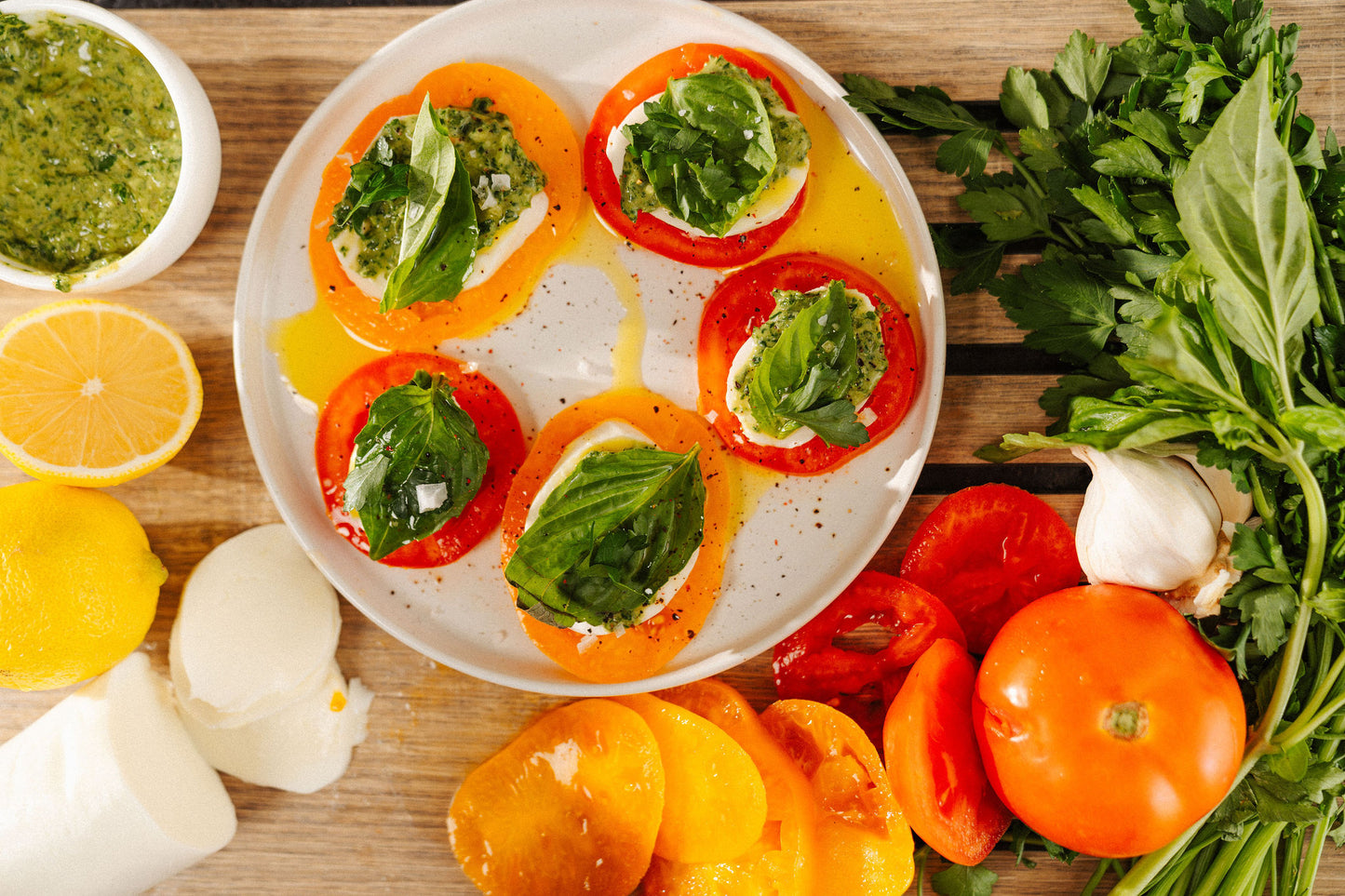 Pumpkin Seed Butter Pesto Caprese